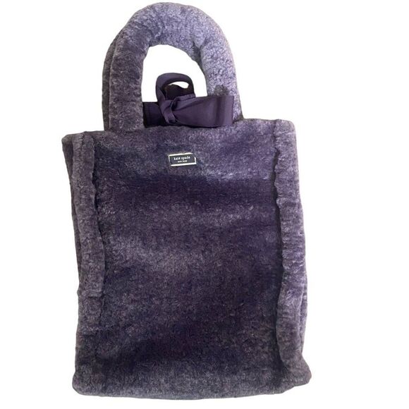 Kate Spade Teddy Plush Shoulder Bag Dark Purple - Picture 1 of 7